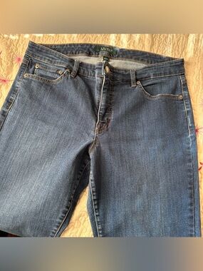 Ralph Lauren Modern Straight Curvy Denim Blue Jeans, Size 12, Gently Used
